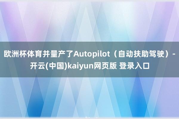 欧洲杯体育并量产了Autopilot（自动扶助驾驶）-开云(中国)kaiyun网页版 登录入口